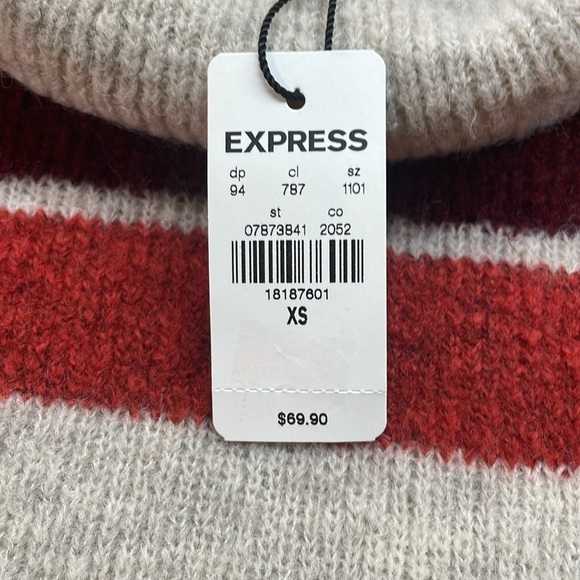 Express Women’s Knit Sweater Mini Dress Striped Turtleneck Soft Long Size XS - Picture 4 of 12